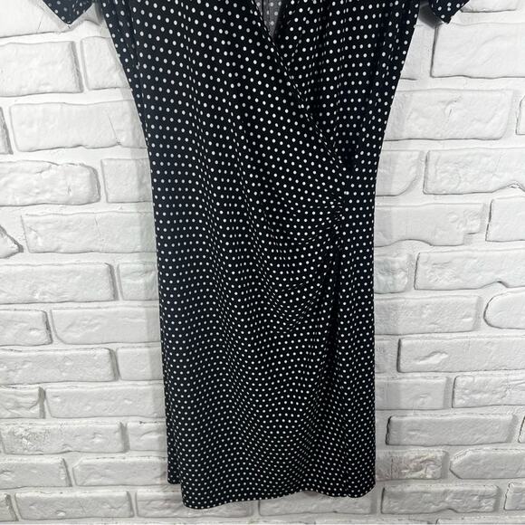 Norma Kamali Polka Dot Faux Wrap Dress Size Small - Picture 9 of 9